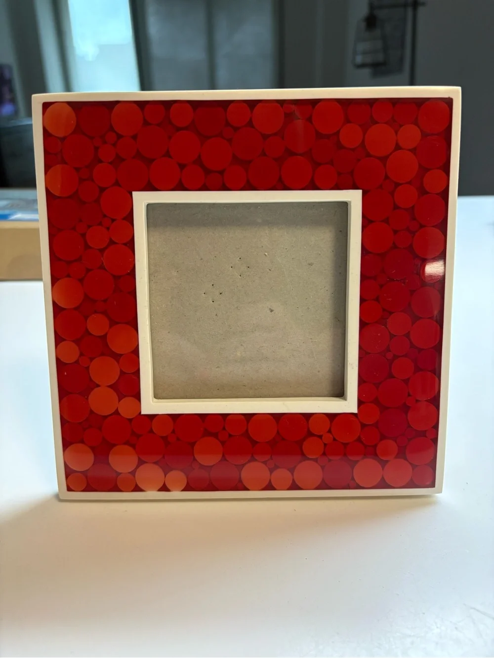 Red Orange Decorative Square Photo Frame with Bubble Pattern